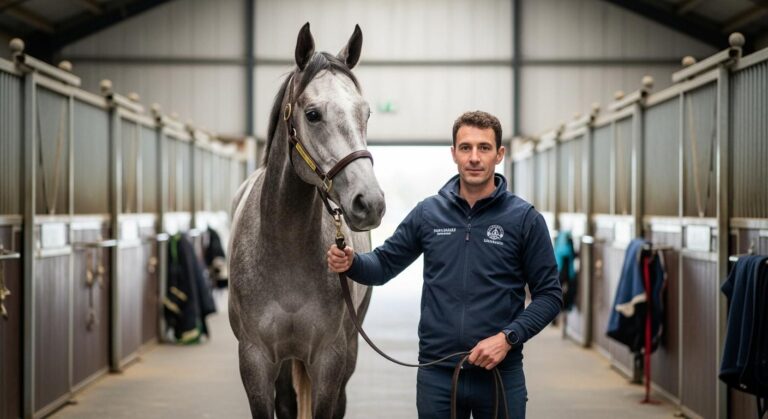 Un entraineur qui tient son champion